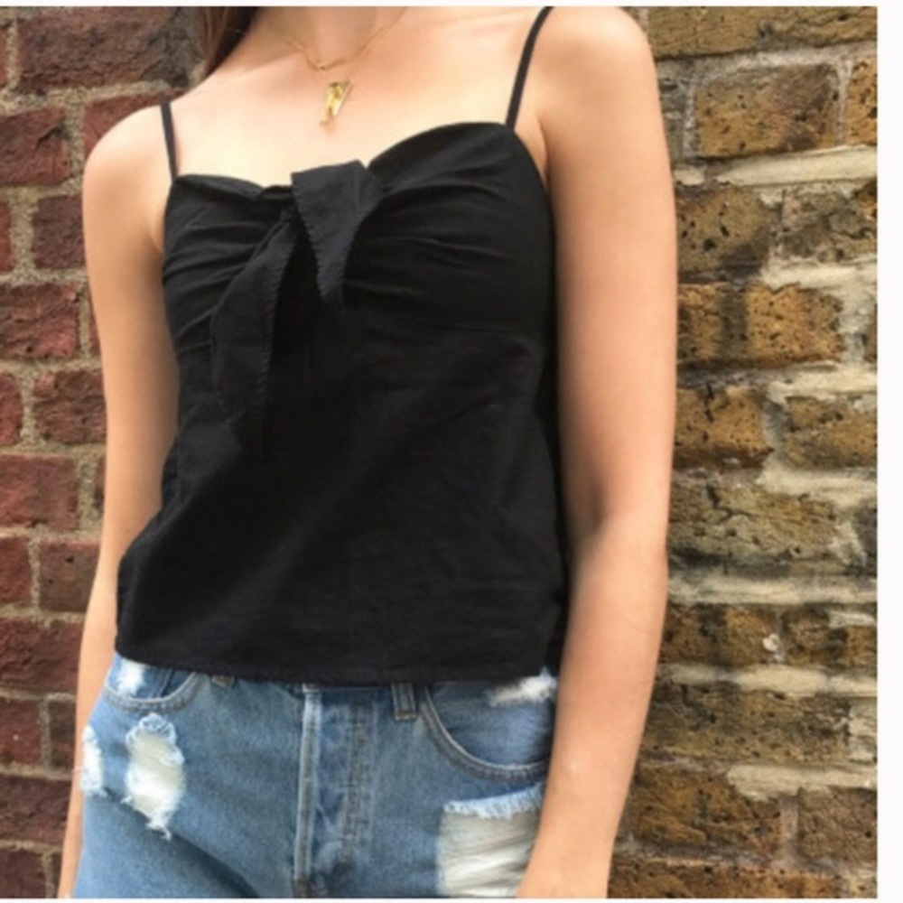 2 Brandy Tie Front Tops— red and black